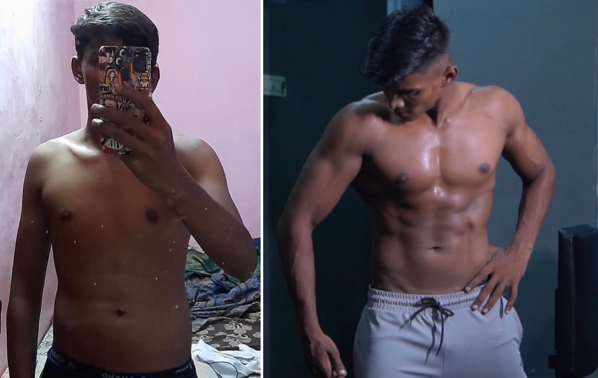 Lean muscle with visible abs — client transformation, Soft physique → defined midsection in Coaching progress